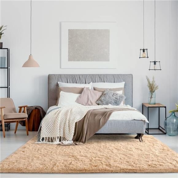 Super Soft ShaggyRug for Bedroom,4x5.9 FluffyCarpet for Living Room,Fuzzy Indoor - Picture 3 of 7